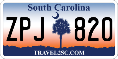 SC license plate ZPJ820
