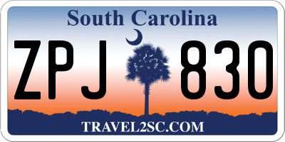 SC license plate ZPJ830