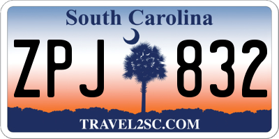 SC license plate ZPJ832
