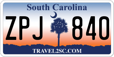 SC license plate ZPJ840