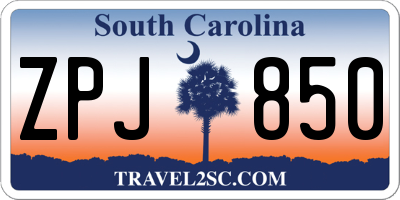 SC license plate ZPJ850