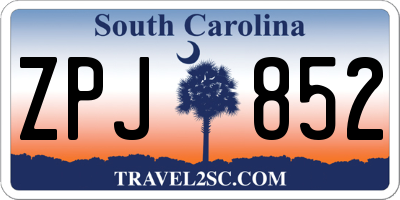 SC license plate ZPJ852