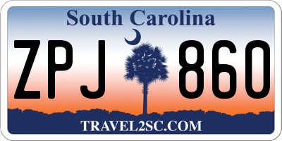 SC license plate ZPJ860