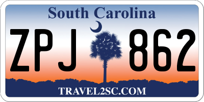 SC license plate ZPJ862