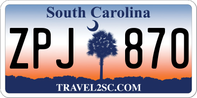 SC license plate ZPJ870