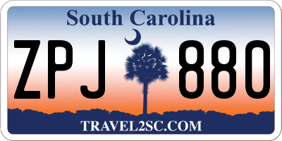 SC license plate ZPJ880