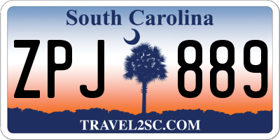 SC license plate ZPJ889