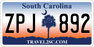 SC license plate ZPJ892