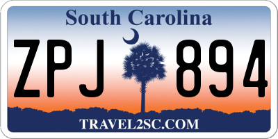 SC license plate ZPJ894