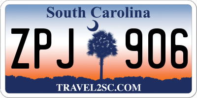 SC license plate ZPJ906