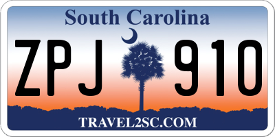 SC license plate ZPJ910
