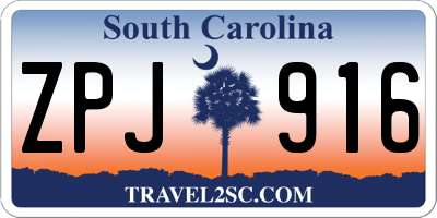 SC license plate ZPJ916