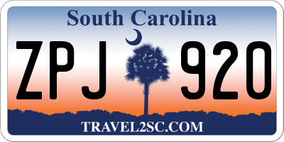 SC license plate ZPJ920
