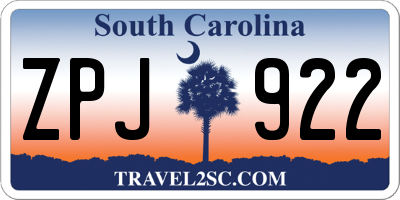 SC license plate ZPJ922