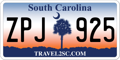 SC license plate ZPJ925