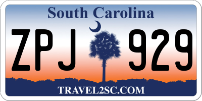 SC license plate ZPJ929