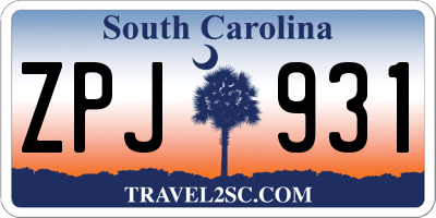 SC license plate ZPJ931