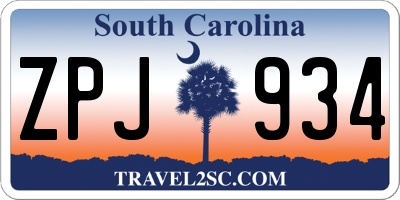 SC license plate ZPJ934