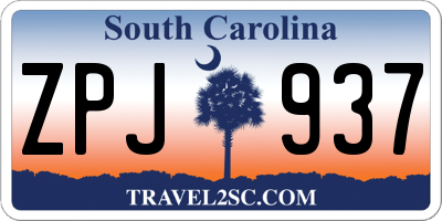 SC license plate ZPJ937