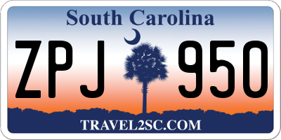 SC license plate ZPJ950