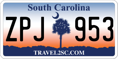SC license plate ZPJ953