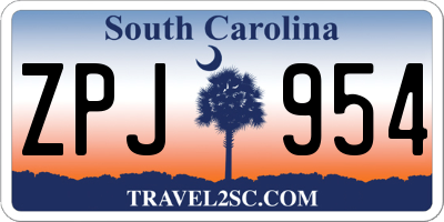 SC license plate ZPJ954