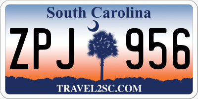 SC license plate ZPJ956