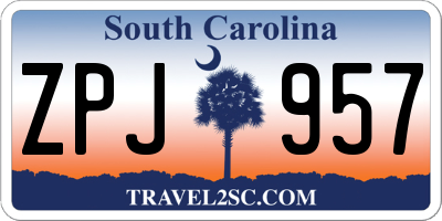SC license plate ZPJ957