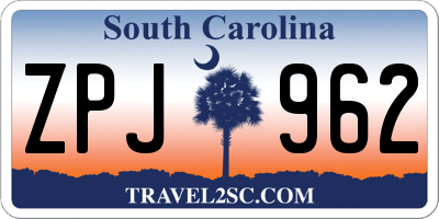 SC license plate ZPJ962