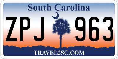 SC license plate ZPJ963
