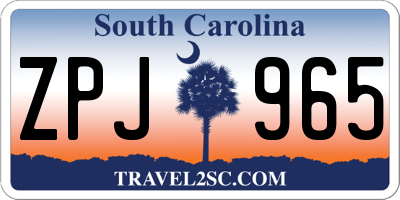 SC license plate ZPJ965