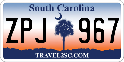 SC license plate ZPJ967