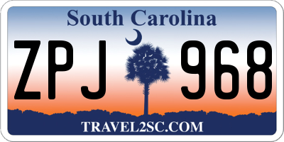 SC license plate ZPJ968
