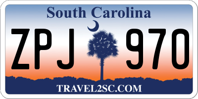 SC license plate ZPJ970