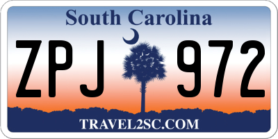 SC license plate ZPJ972