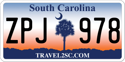 SC license plate ZPJ978