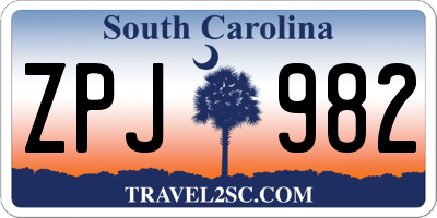 SC license plate ZPJ982