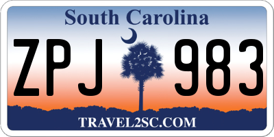 SC license plate ZPJ983