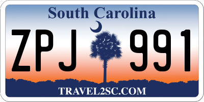 SC license plate ZPJ991