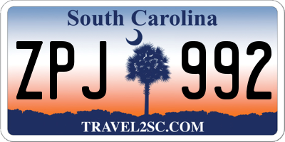 SC license plate ZPJ992
