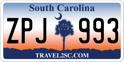 SC license plate ZPJ993