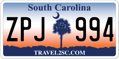 SC license plate ZPJ994