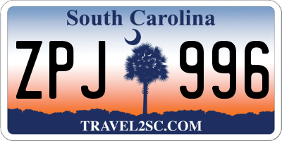 SC license plate ZPJ996