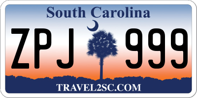 SC license plate ZPJ999