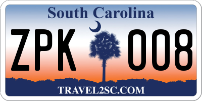 SC license plate ZPK008