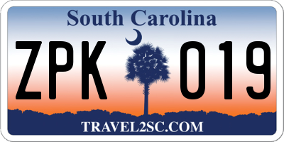 SC license plate ZPK019