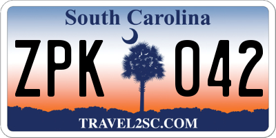 SC license plate ZPK042