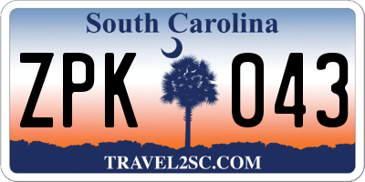 SC license plate ZPK043