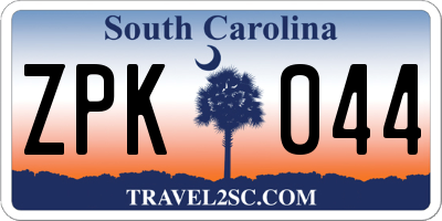 SC license plate ZPK044
