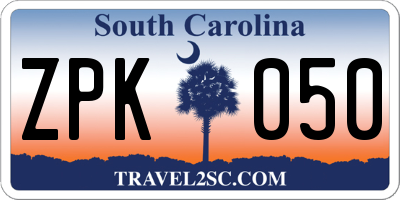 SC license plate ZPK050